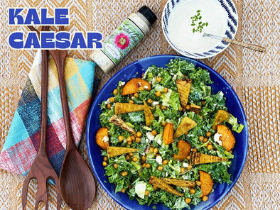 Kale Caesar w/ Curry–Chili–Ghee Roasted Toppings